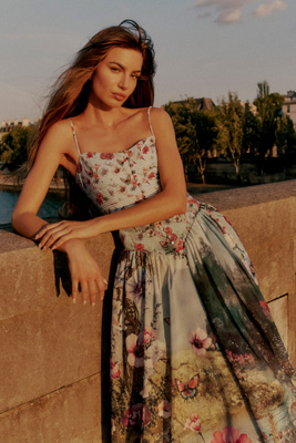 By Anthropologie The Muse Basque-waist Midi Dress In Multi