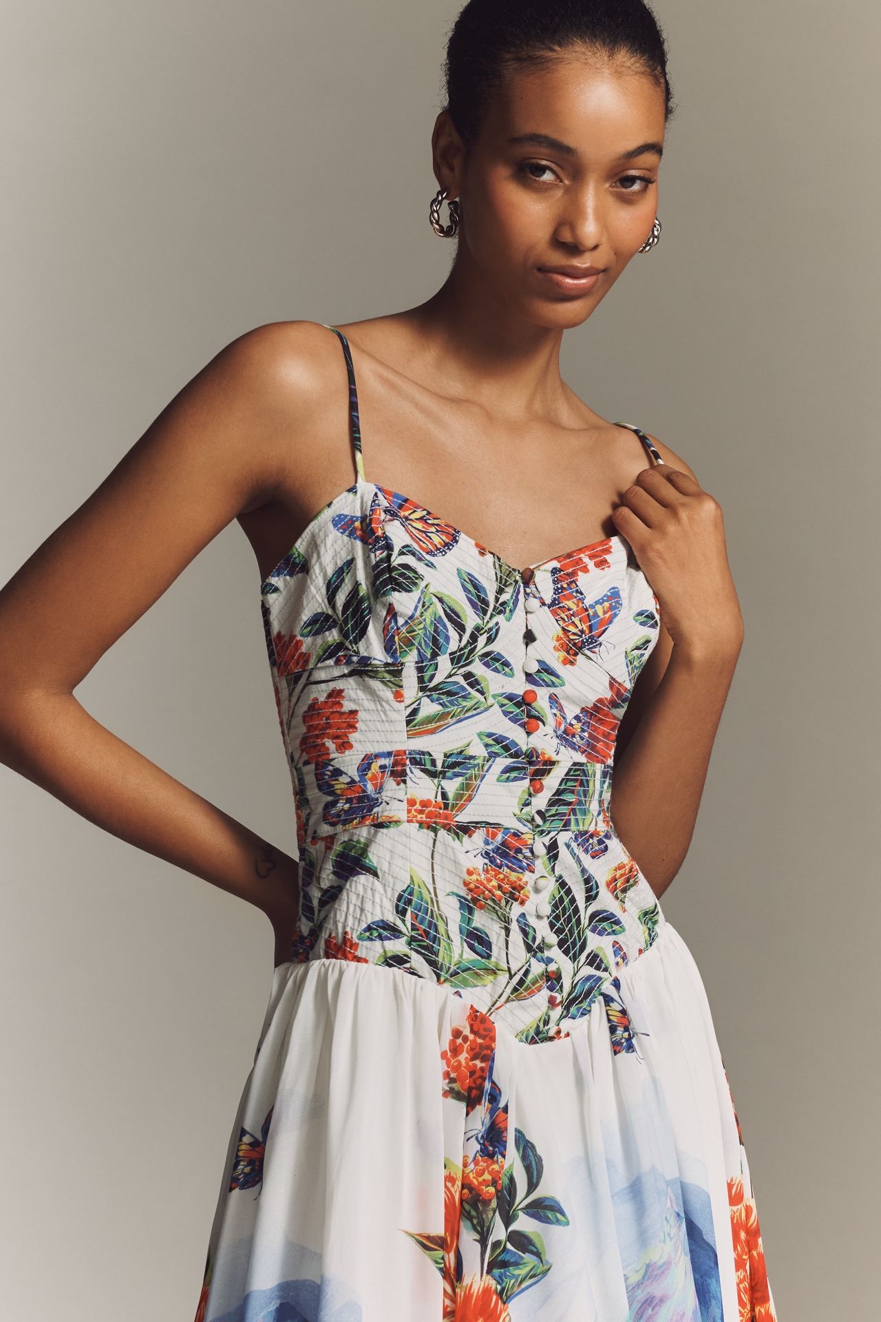 The Muse Basque-Waist Midi Dress