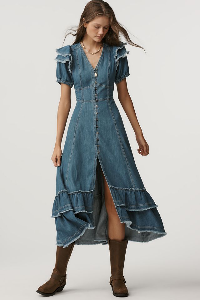 Pilcro Short-Sleeve Ruffled Midi Shirt Dress #4
