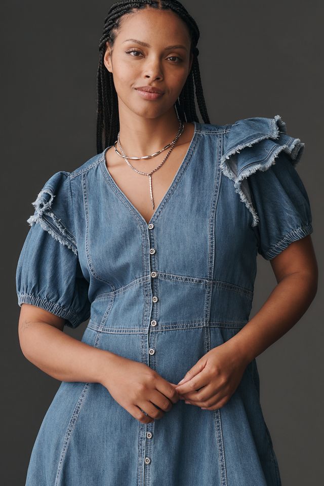 Pilcro Short-Sleeve Ruffled Midi Shirt Dress #7