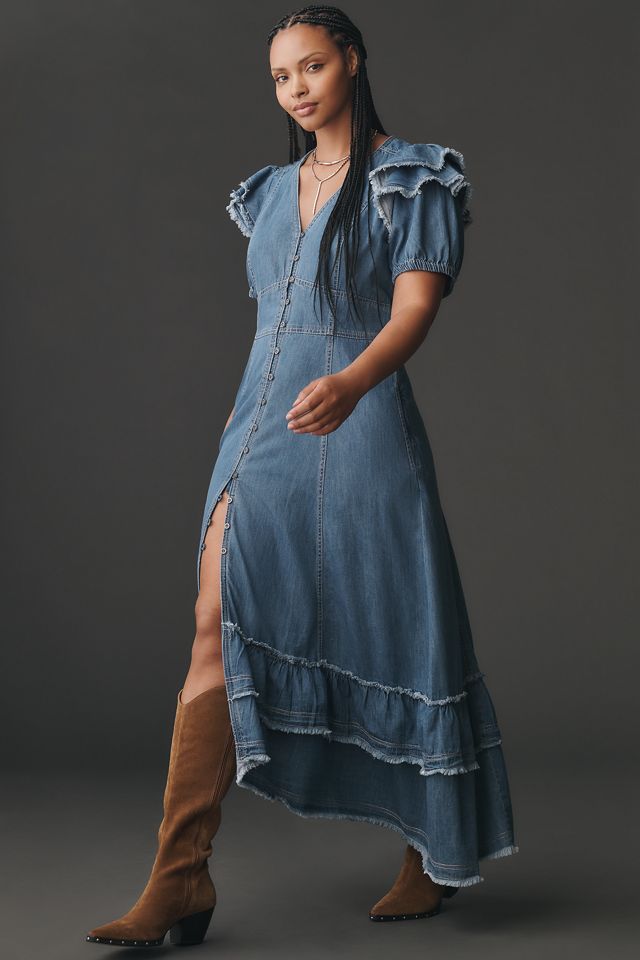 Pilcro Short-Sleeve Ruffled Midi Shirt Dress #8