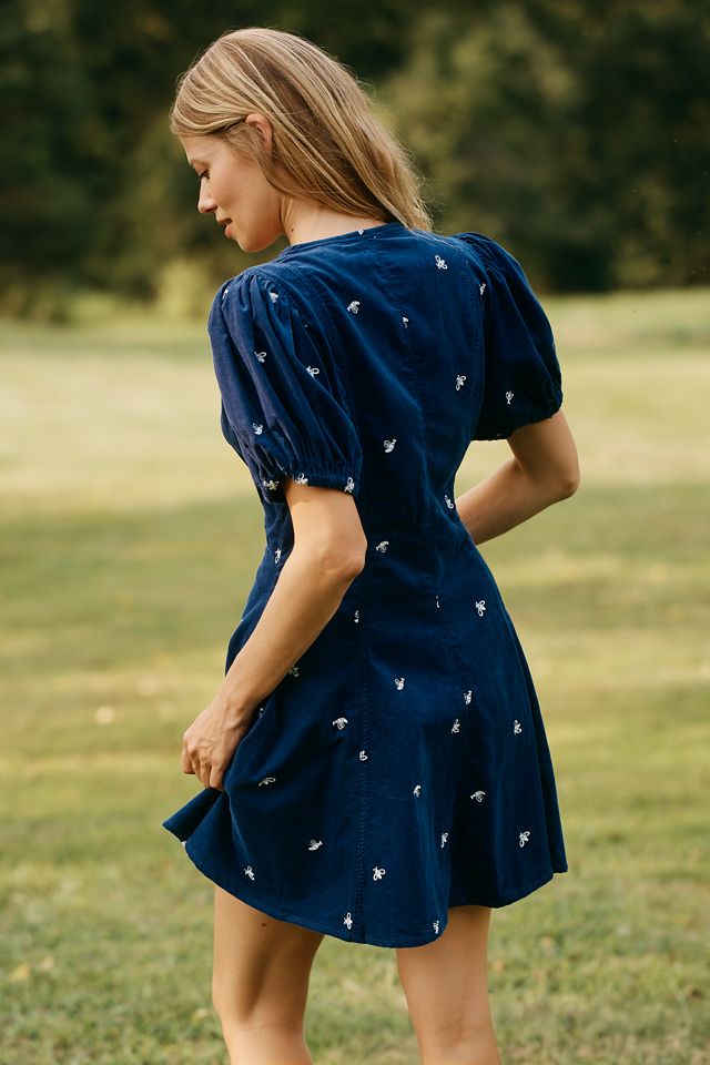 By Anthropologie Puff-Sleeve Corduroy Mini Dress #1