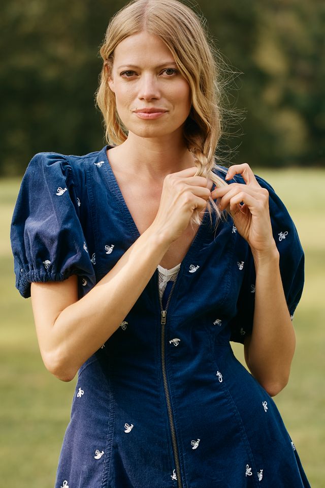 By Anthropologie Puff-Sleeve Corduroy Mini Dress #2
