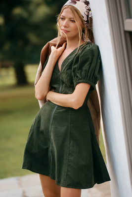 Pilcro Puff-Sleeve Corduroy Mini Dress product page