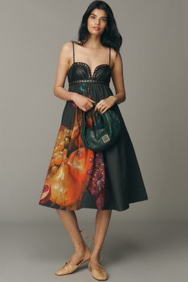 By Anthropologie Twofer Faux-leather Babydoll Dress In Multi