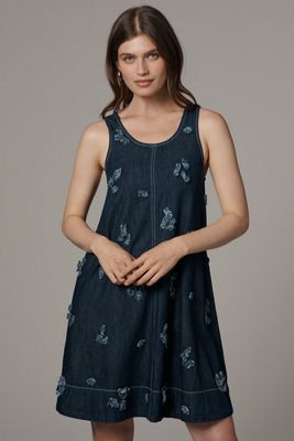 The Keiko Embroidered Denim Mini Dress by Maeve