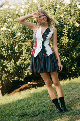 Maeve Mixed-print Vest Top In White