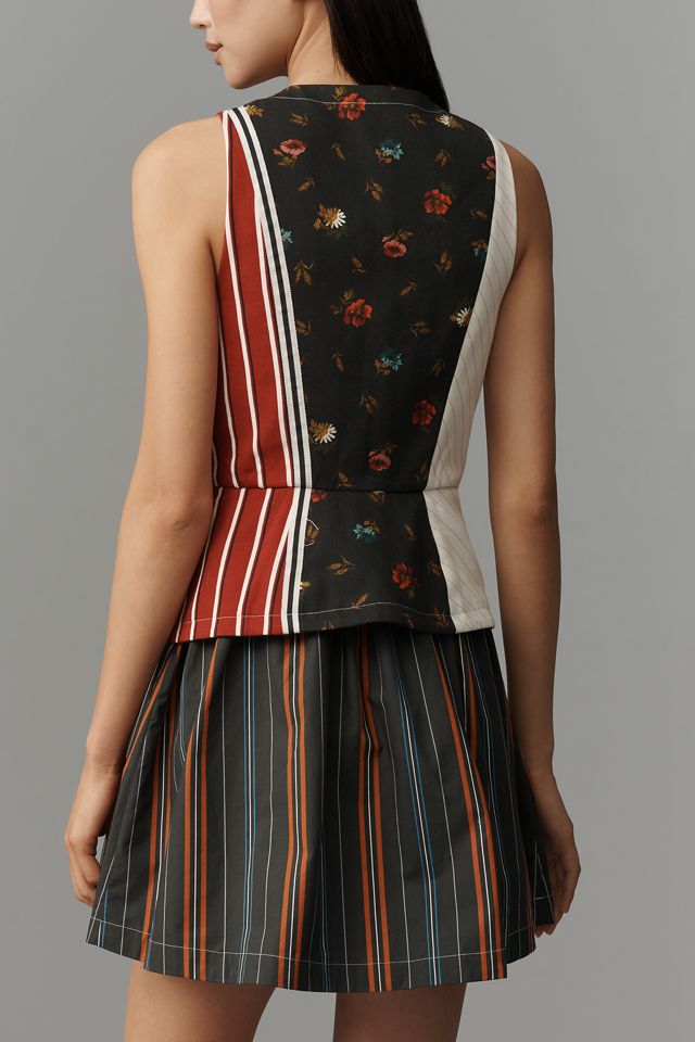 Maeve Mixed-Print Vest Twofer Mini Dress #2