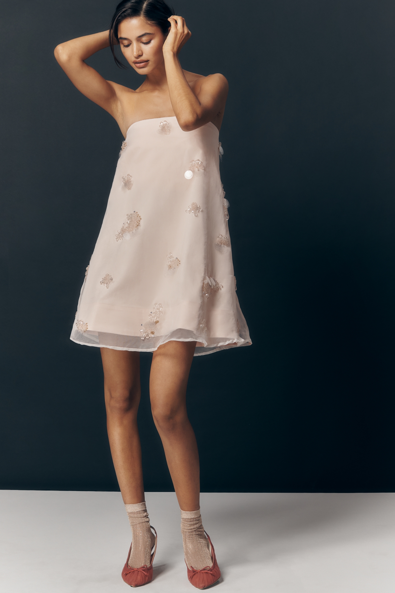 Maeve Strapless Scattered Embellished Mini Dress