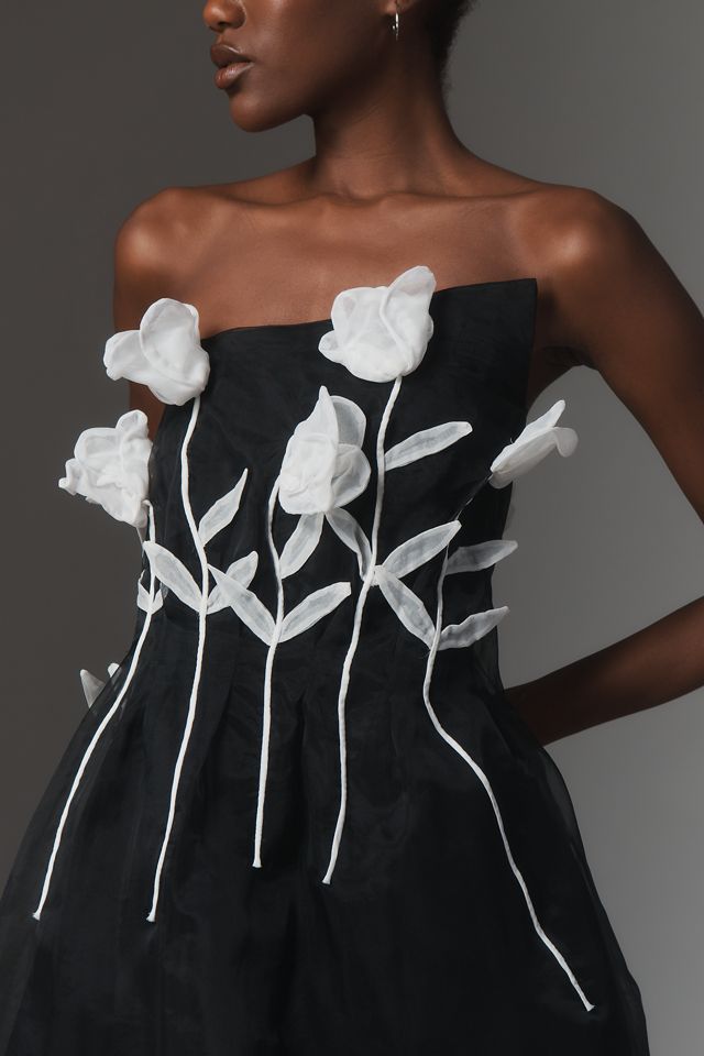 Maeve 3D Floral Strapless Midi Dress #1