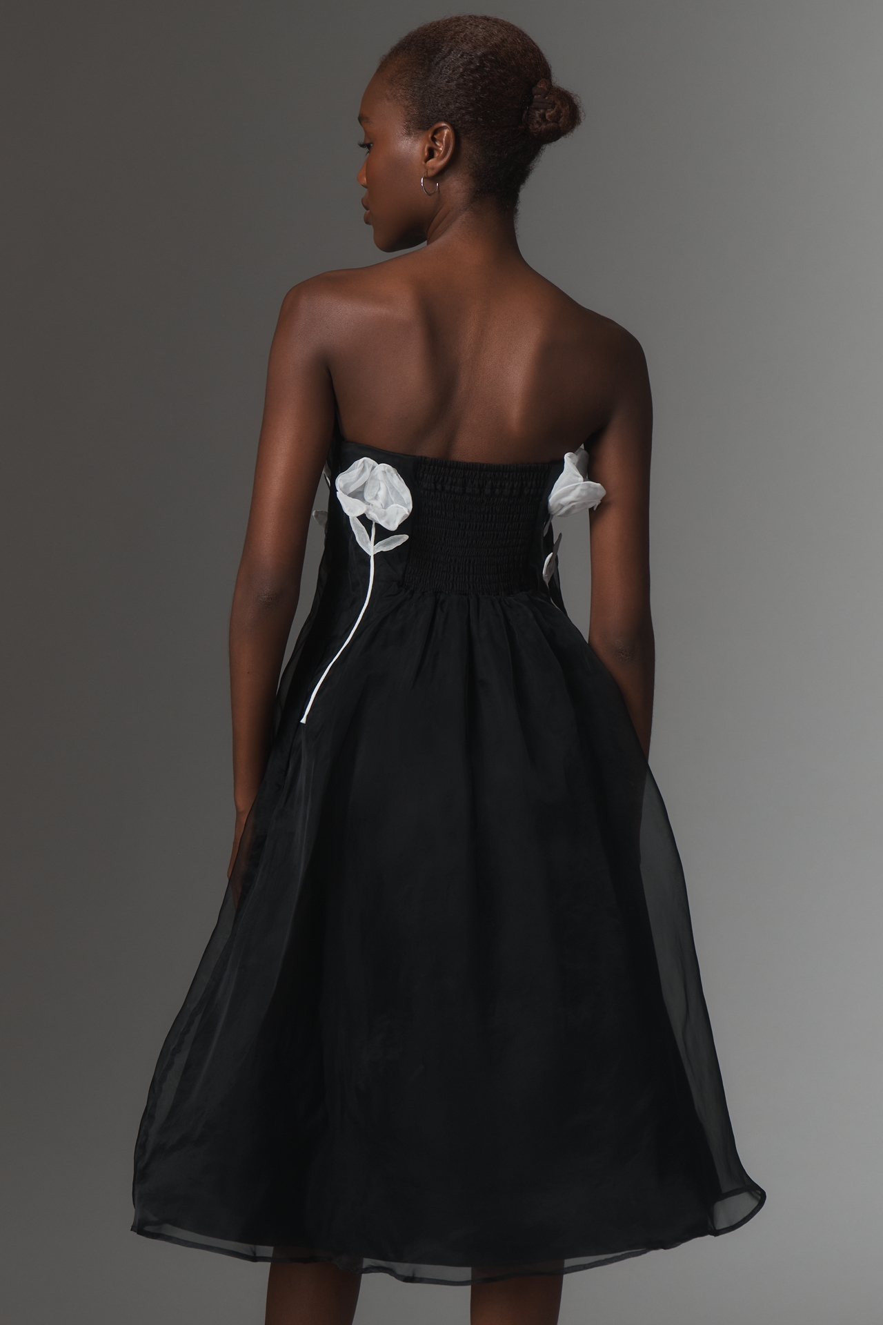 Maeve 3D Floral Strapless Midi Dress