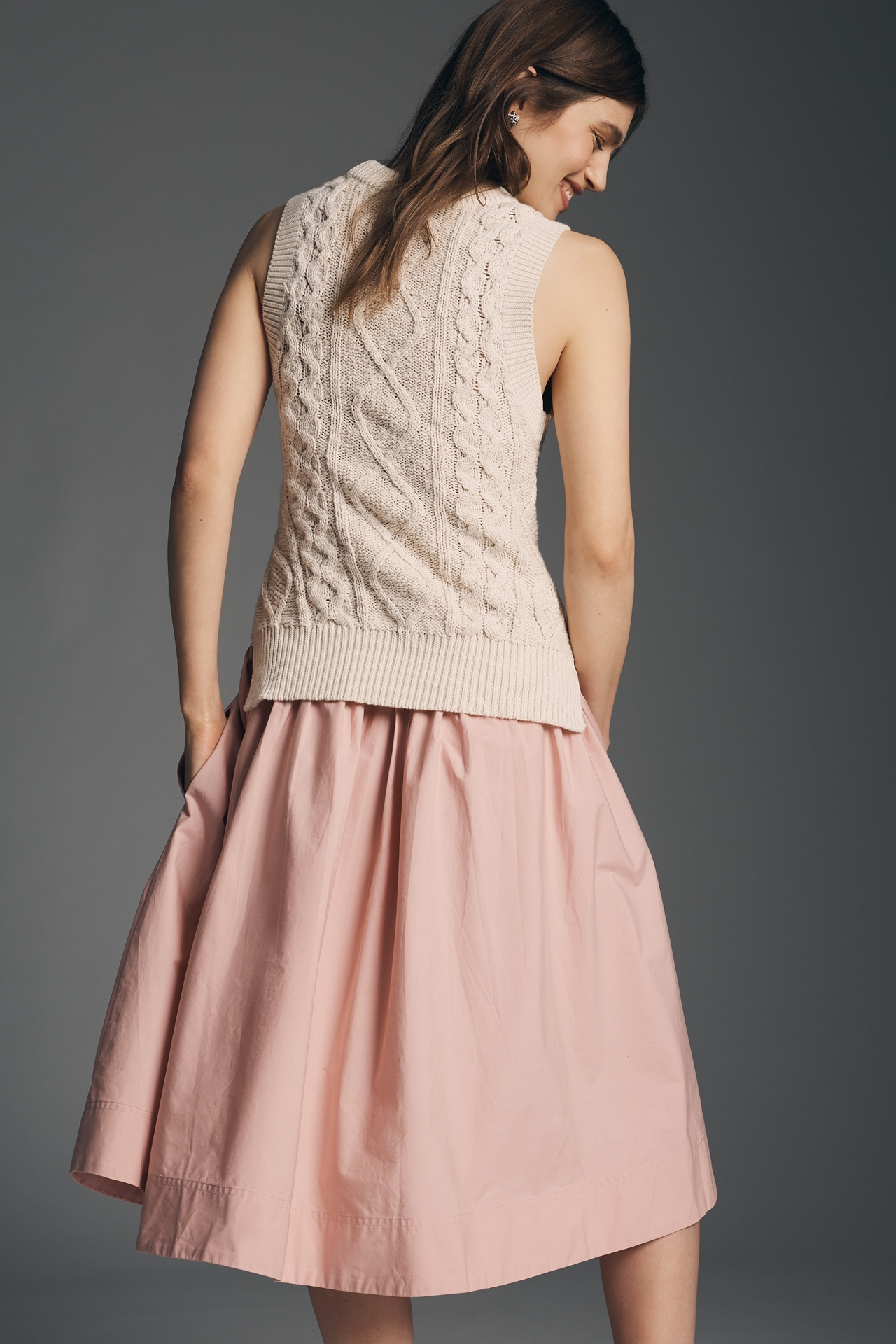 By Anthropologie Twofer Sleeveless Poplin Midi Dress