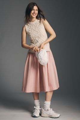 By Anthropologie Robe midi sans manches popeline deux pièces