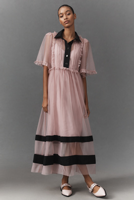By Anthropologie Sheer Maxi Dress In Pink