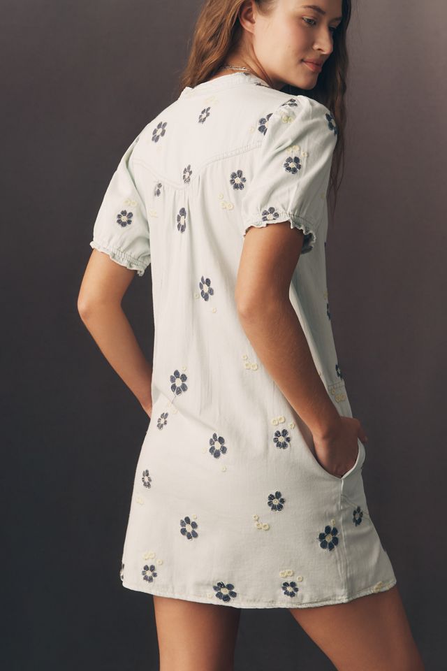 The Aly Embroidered Puff-Sleeve Mini Dress by Pilcro #3