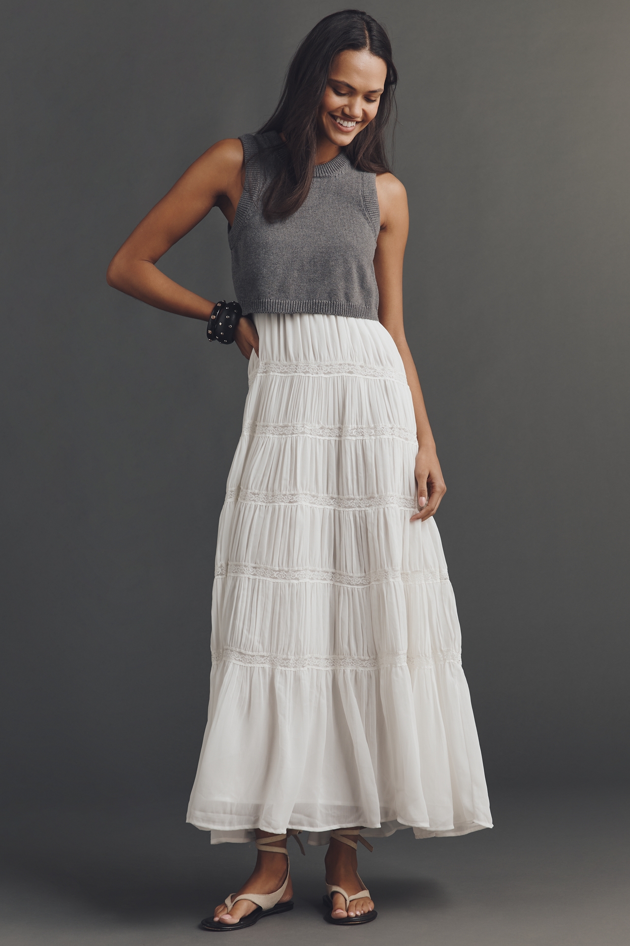 By Anthropologie Twofer Tiered Sleeveless Dress