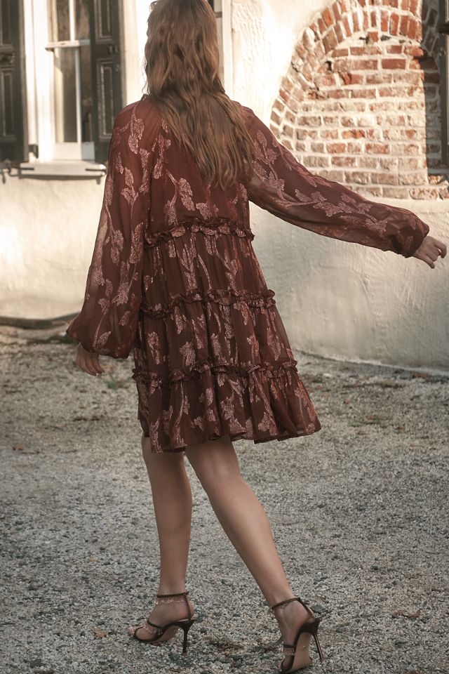 By Anthropologie Long-Sleeve Tiered Mini Dress #2