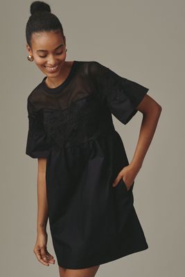 By Anthropologie Cotton Poplin Swing Mini Dress