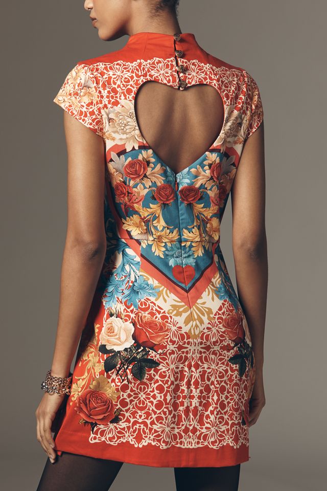 Maeve Heart-Back Mock-Neck A-Line Mini Dress | Anthropologie