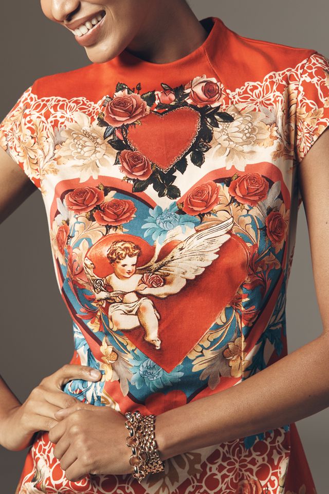 Maeve Heart-Back Mock-Neck A-Line Mini Dress | Anthropologie