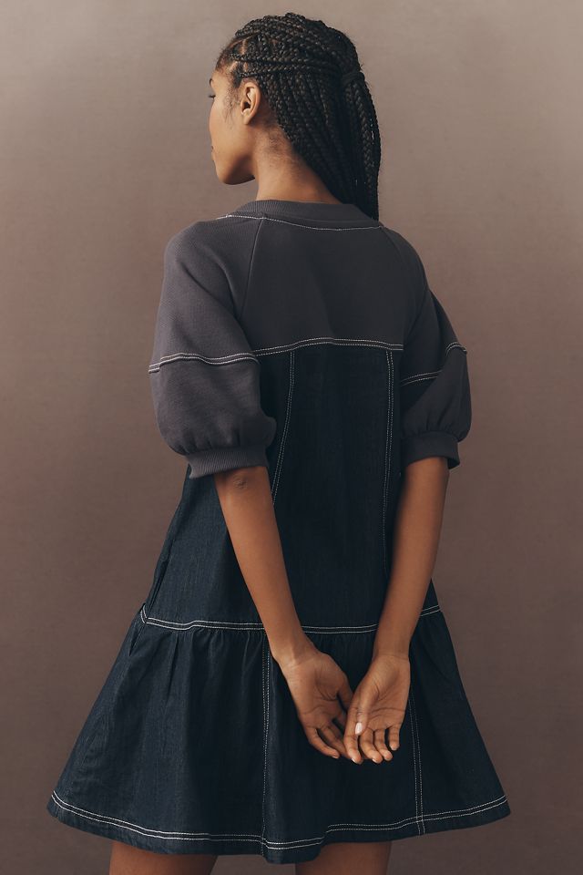 Pilcro Denim Sweatshirt Twofer Swing Dress | Anthropologie