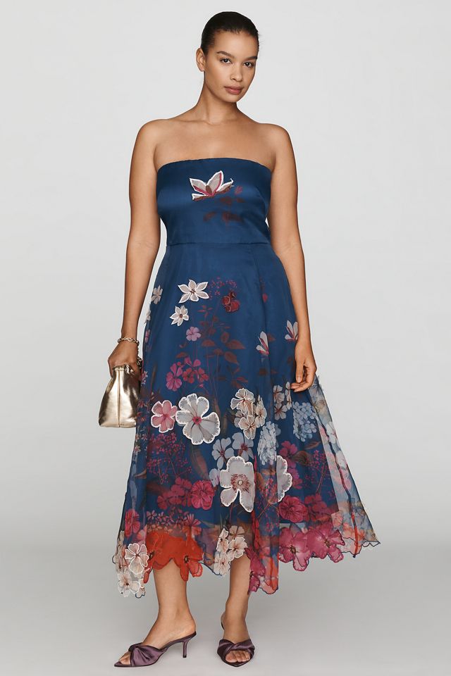 Maeve Strapless Floral Chiffon Midi Dress #4