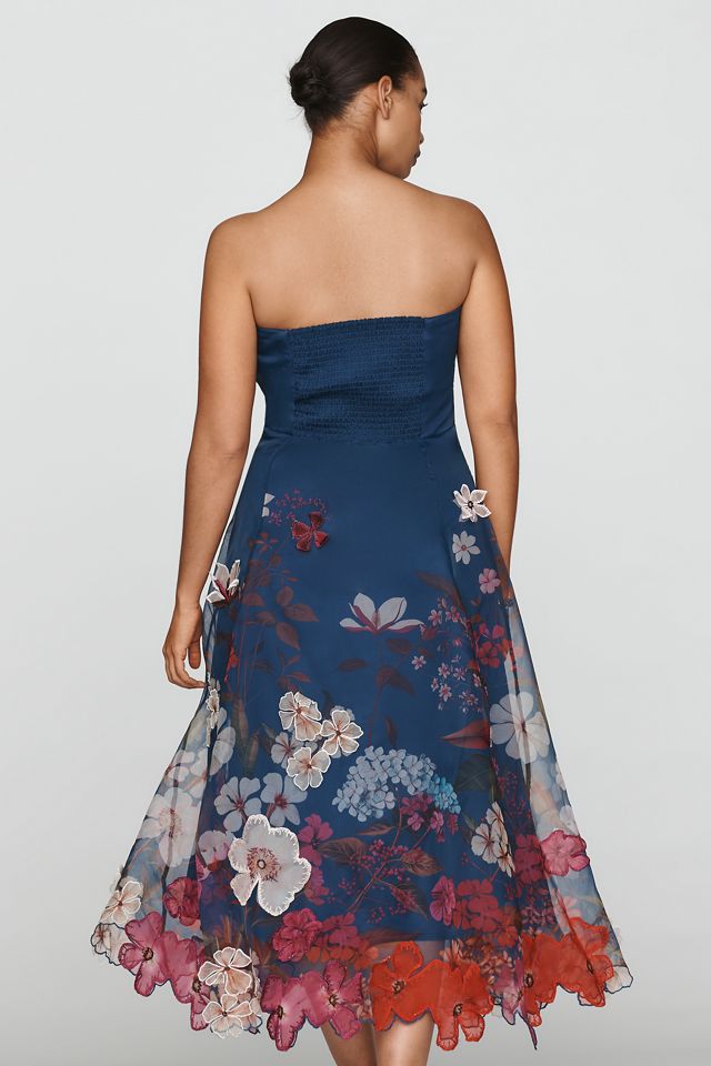 Maeve Strapless Floral Chiffon Midi Dress #6
