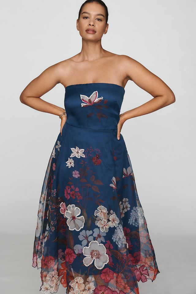 Maeve Strapless Floral Chiffon Midi Dress #3
