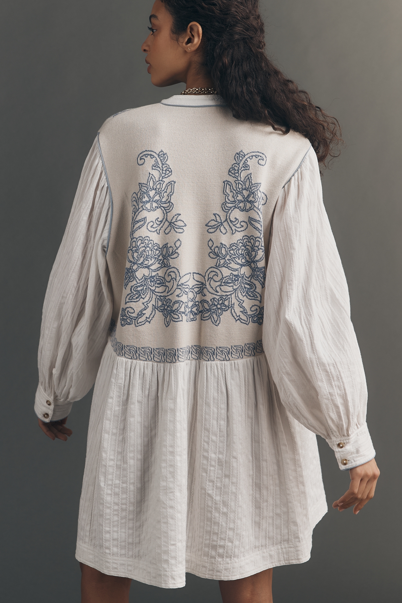 Pilcro Puff-Sleeve Mini Swing Dress