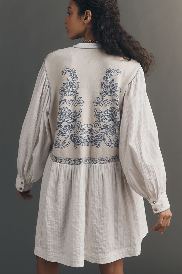 Pilcro Puff-Sleeve Mini Swing Dress