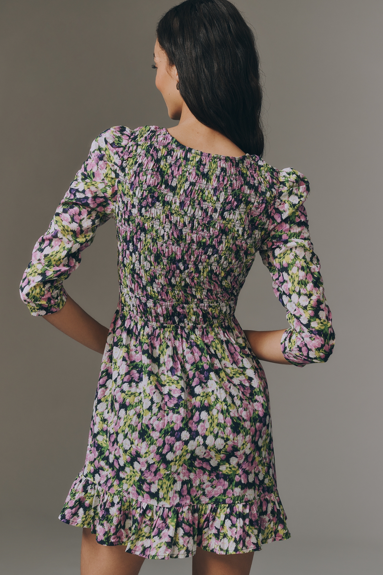 By Anthropologie Peregrine Long-Sleeve V-Neck Mini Dress