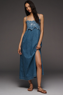 Pilcro Bouquet Embroidered Maxi Dress