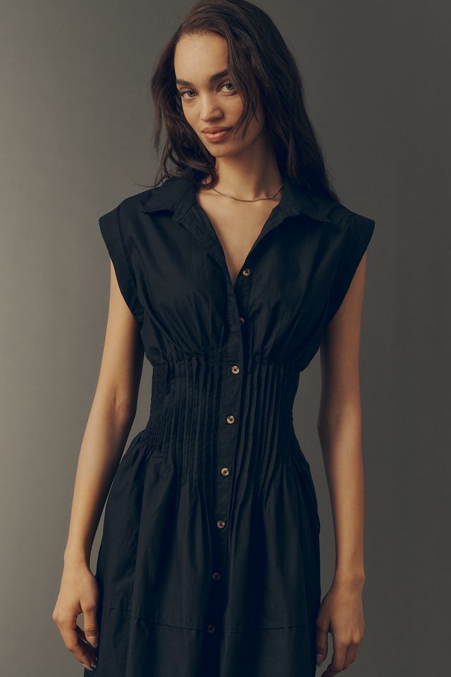 Maeve Pintuck Midi Shirt Dress #2