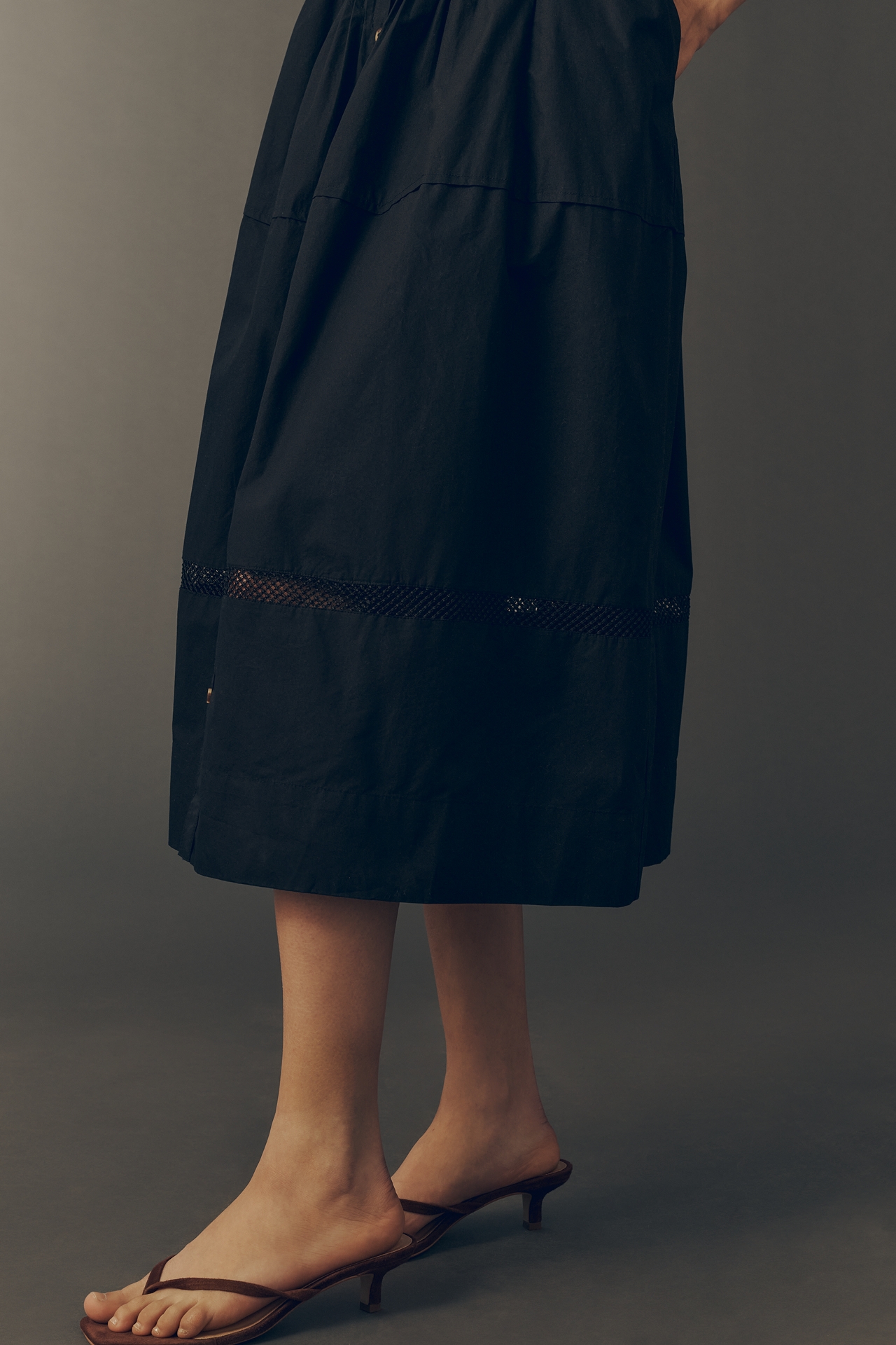 Maeve 100% Cotton Waisted Midi Shirt Dress
