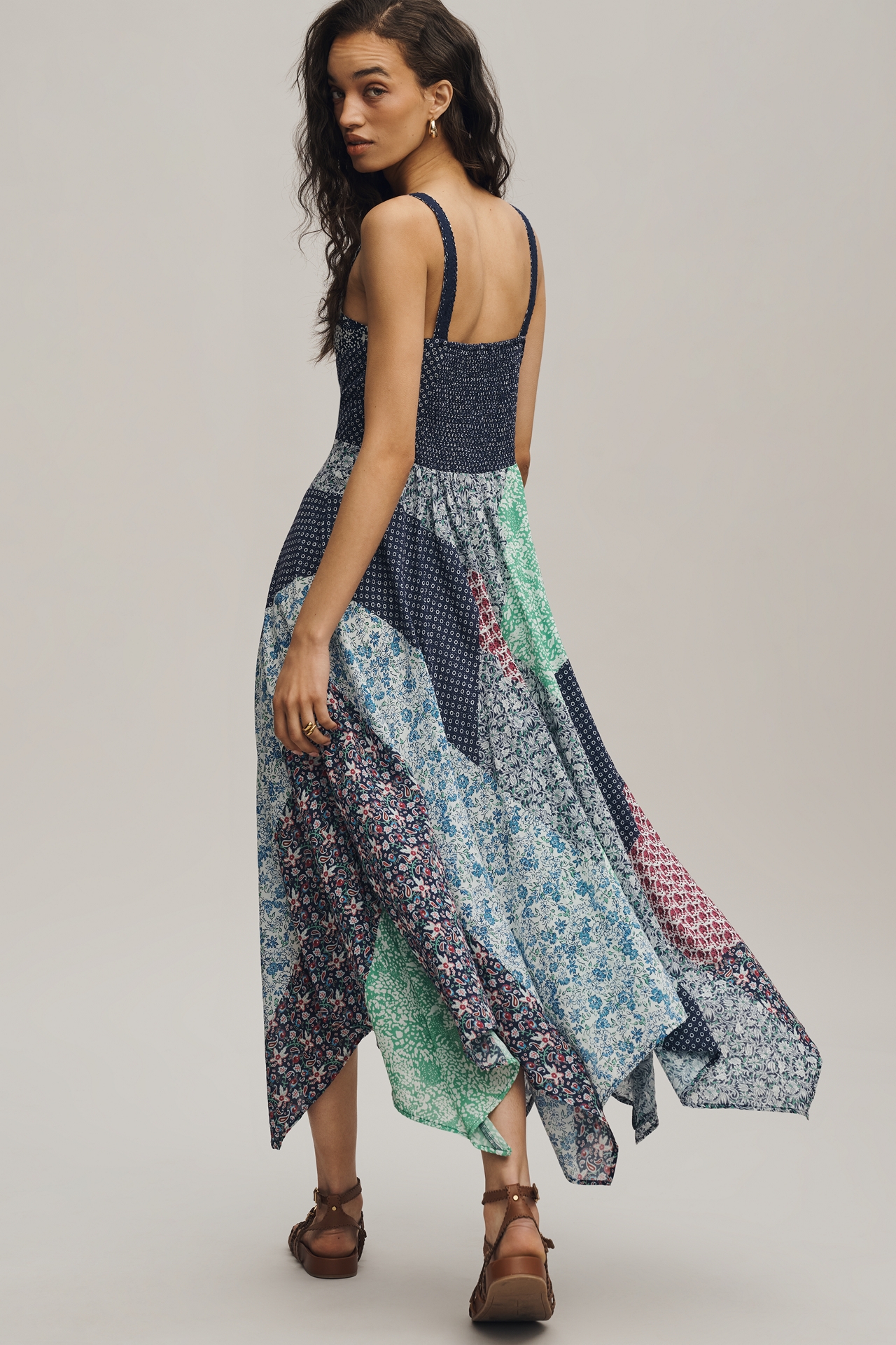 By Anthropologie Printed Patchwork Midi Dress