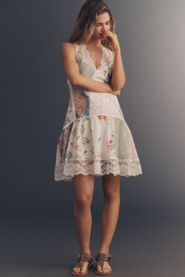 Maeve Drop-Waist Lace-Trim Mini Dress | Anthropologie