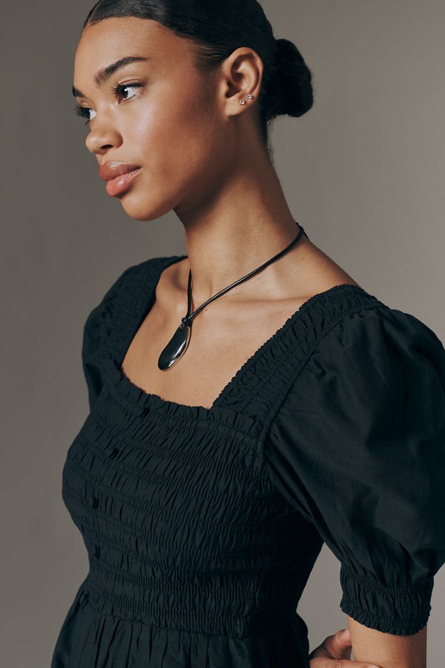 オダカODAKHA specter puff sleeve P/O Peregrine Cotton Puff-Sleeve Midi Dress | Anthropologie