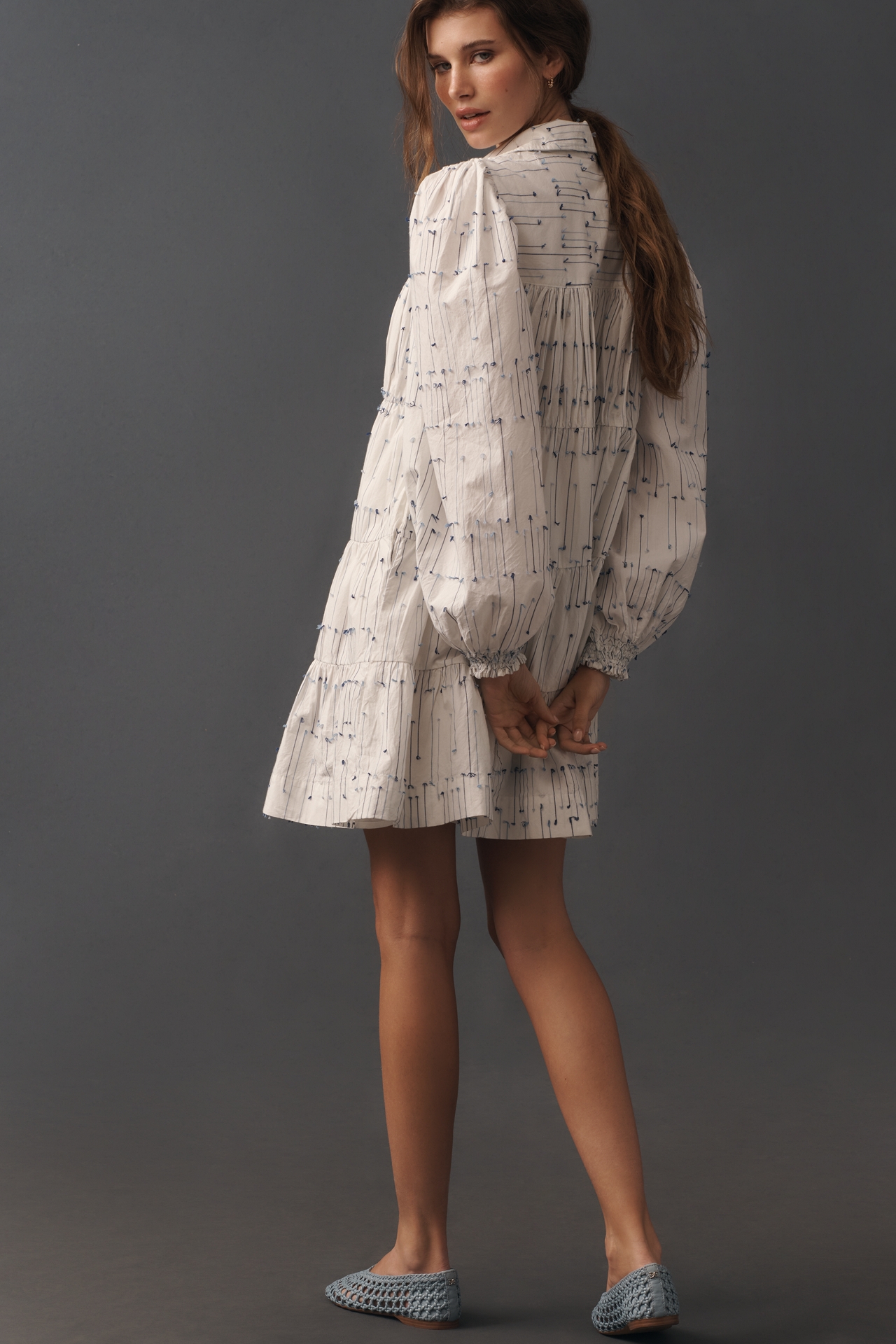 Maeve Tiered Collared Mini Dress