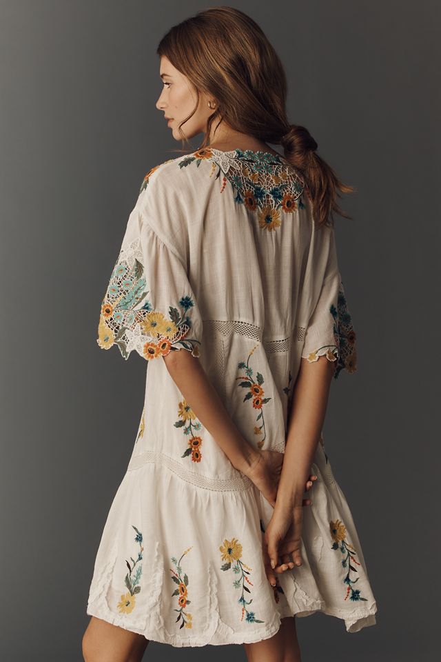 embroidered mini swing dress Sail to Sable Blue Embroidered Swing Mini main image 1