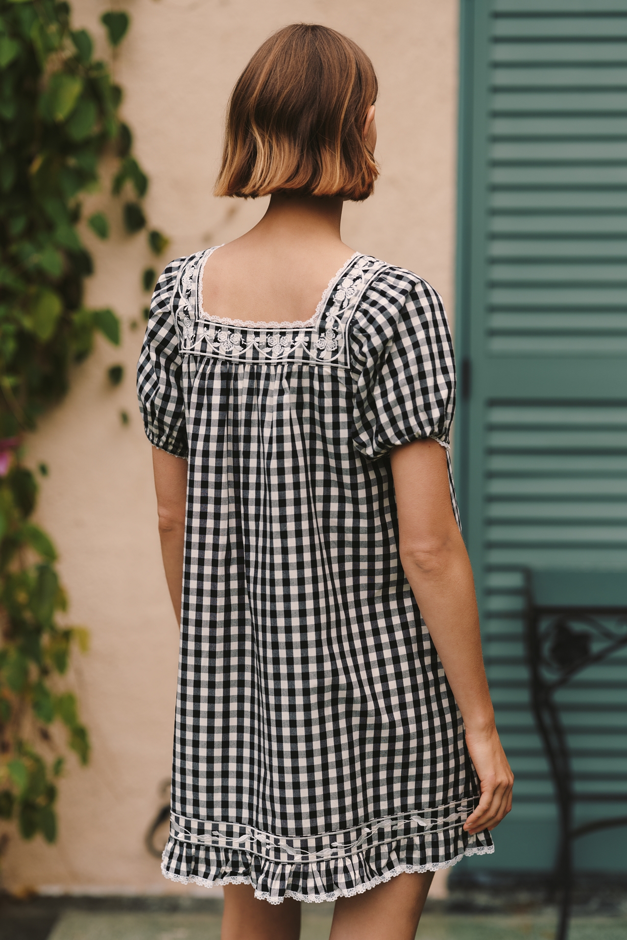 Maeve 100% Cotton Gingham Swing Mini Dress