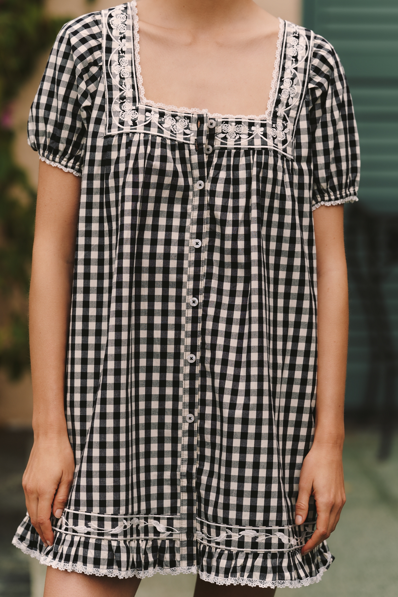 Maeve 100% Cotton Gingham Swing Mini Dress