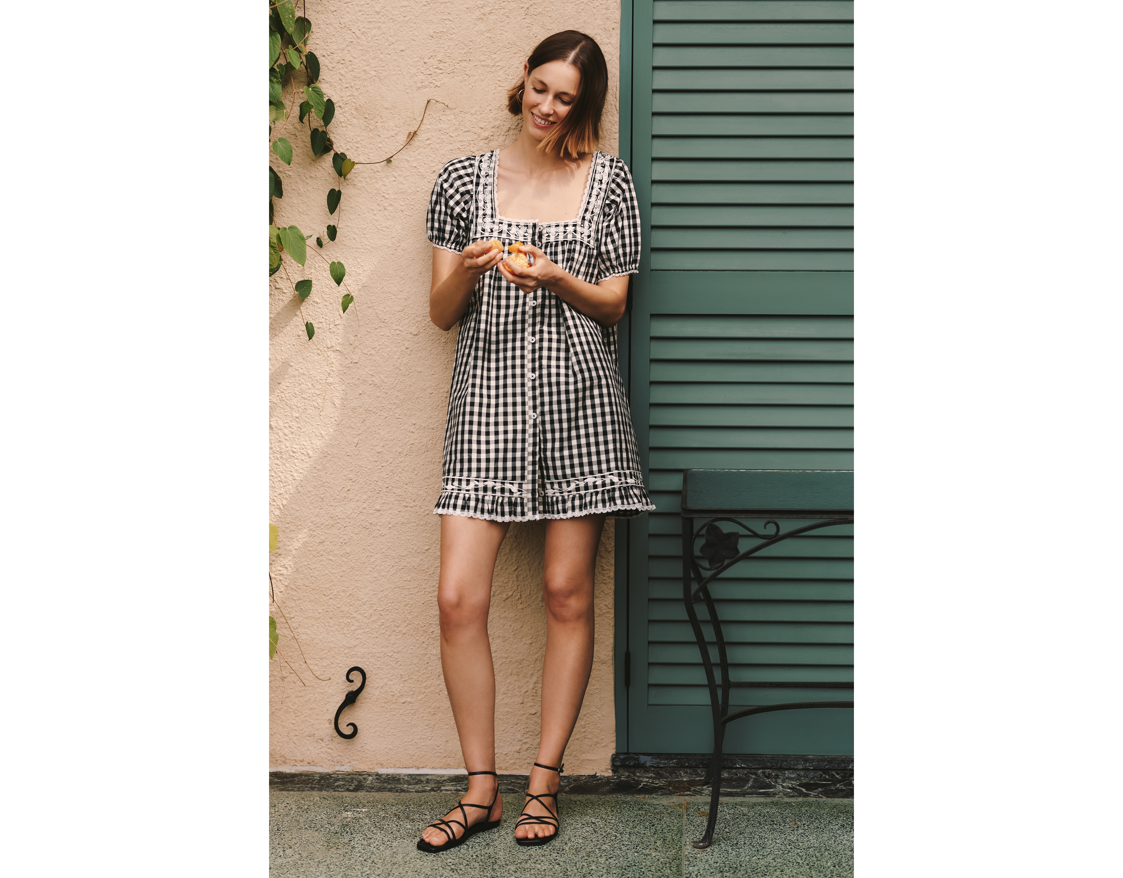 Maeve 100% Cotton Gingham Swing Mini Dress