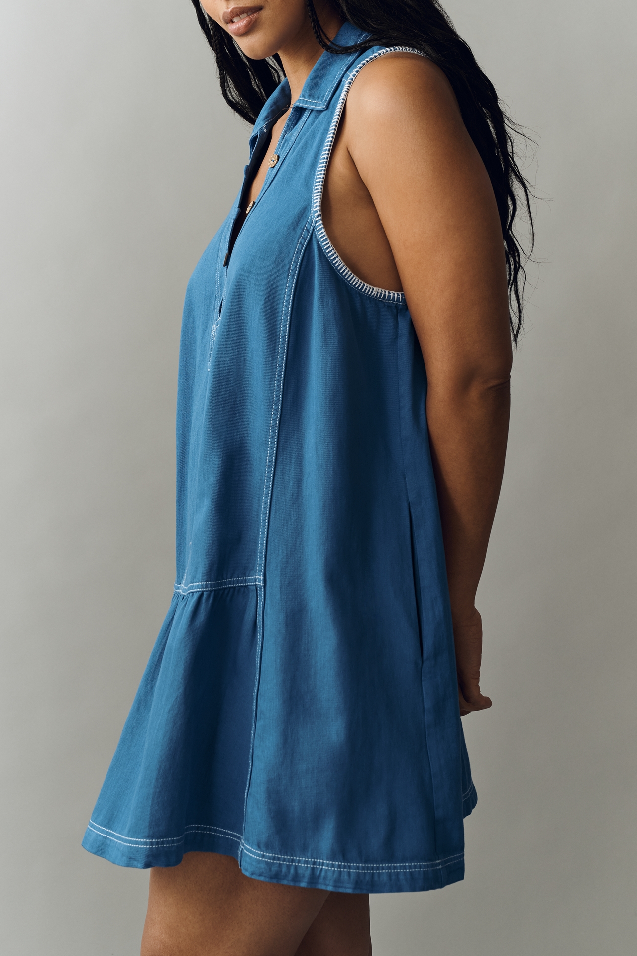 Pilcro Cotton Denim Mini Swing Dress