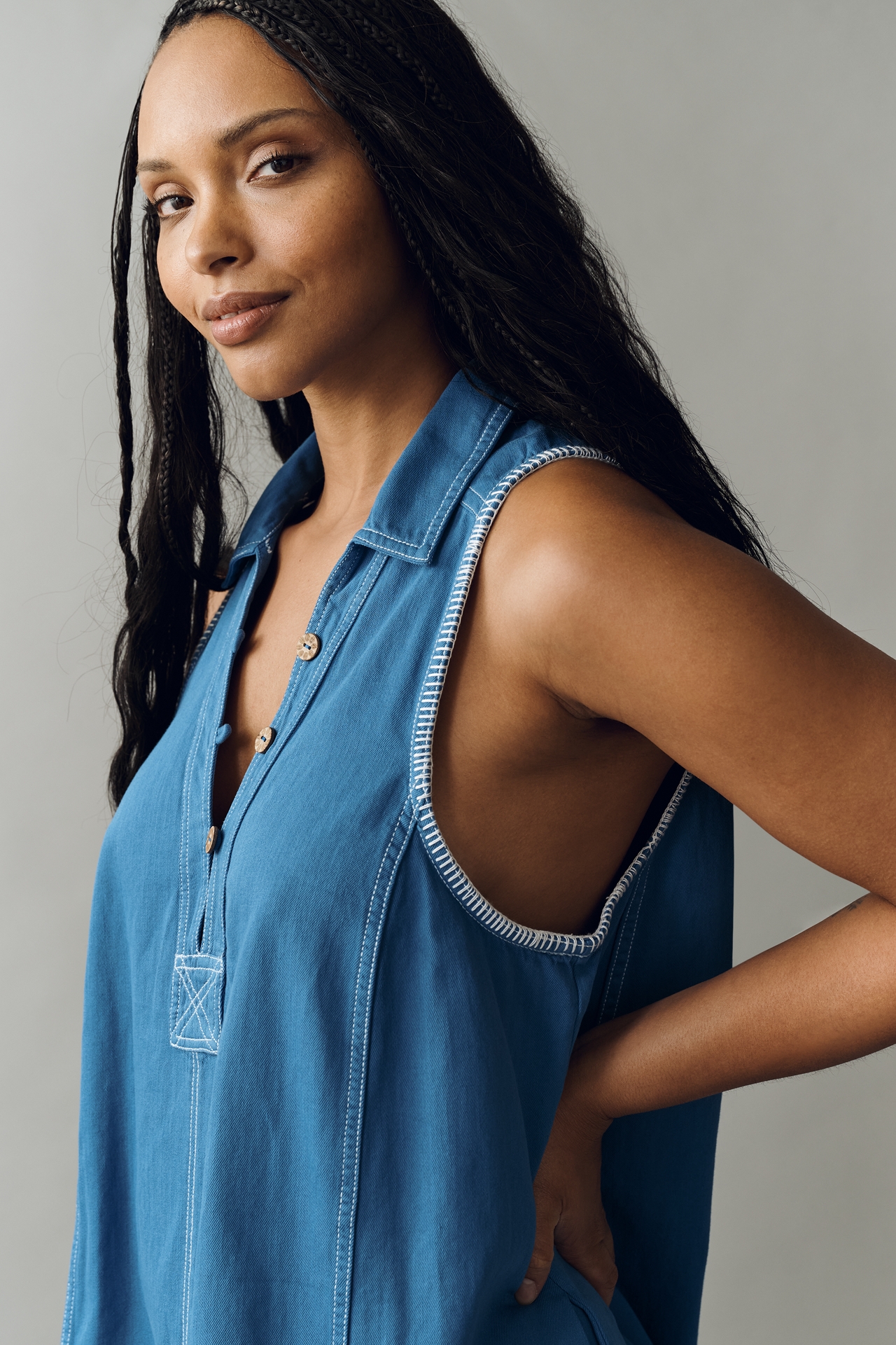 Pilcro Cotton Denim Mini Swing Dress