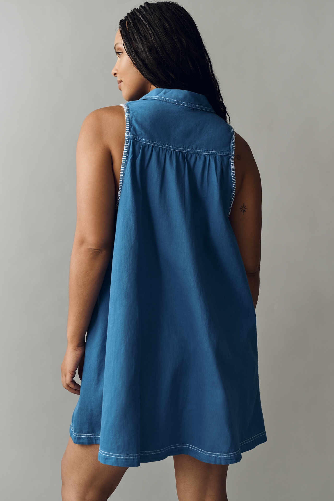 Pilcro Cotton Denim Mini Swing Dress