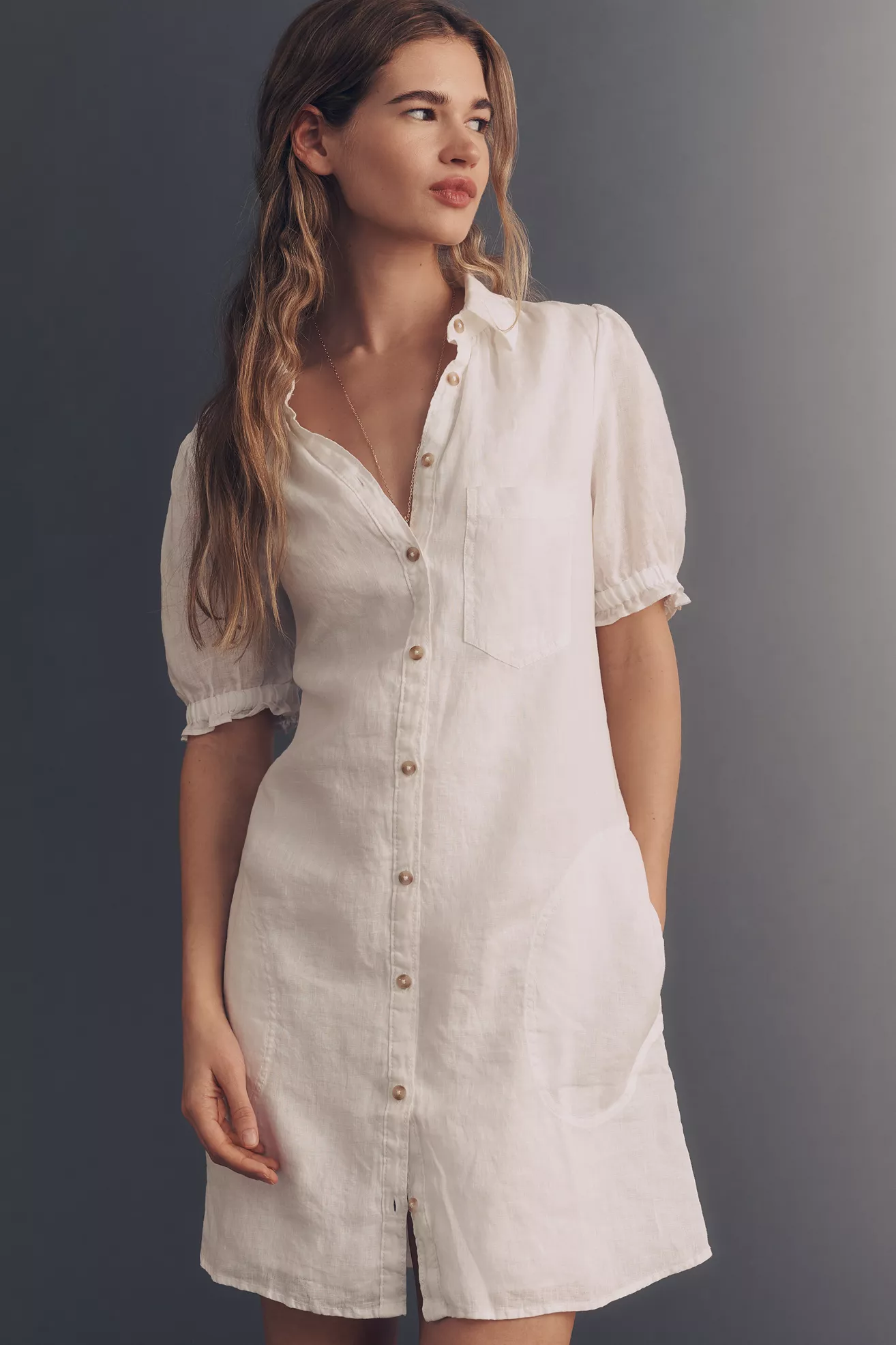 Pilcro Aly 100% Linen Mini Shirtdress