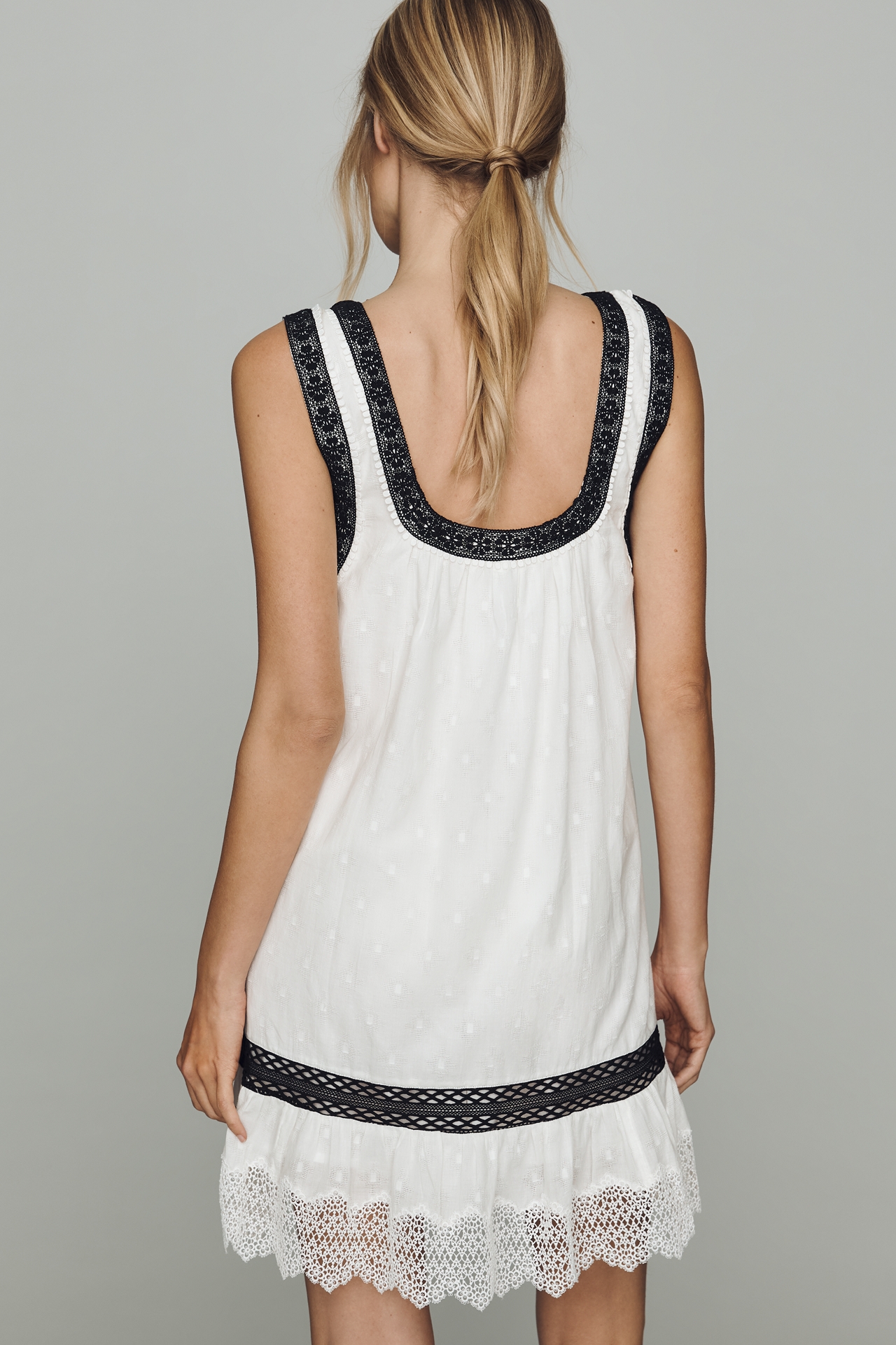 By Anthropologie Cotton Lace Swing Mini Dress