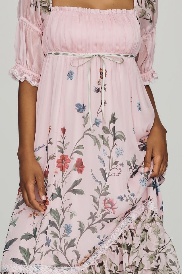 By Anthropologie Puff-Sleeve Ruffle Midi Dress #1
