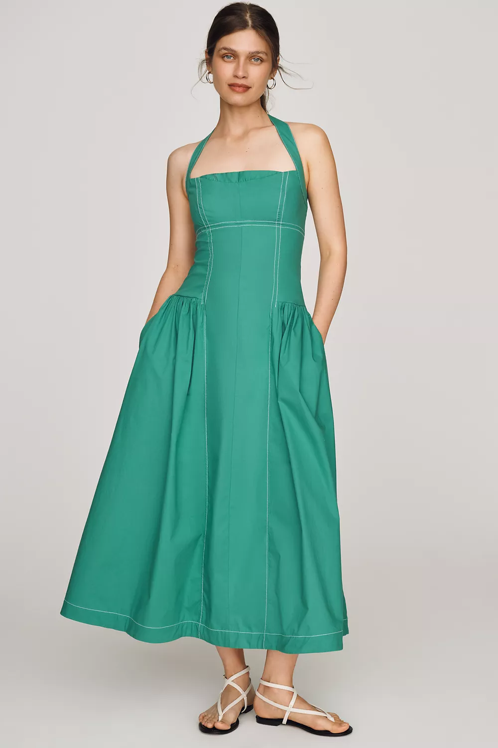 Maeve Poplin Halter Midi Dress
