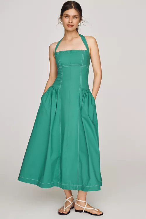 Maeve Poplin Halter Midi Dress
